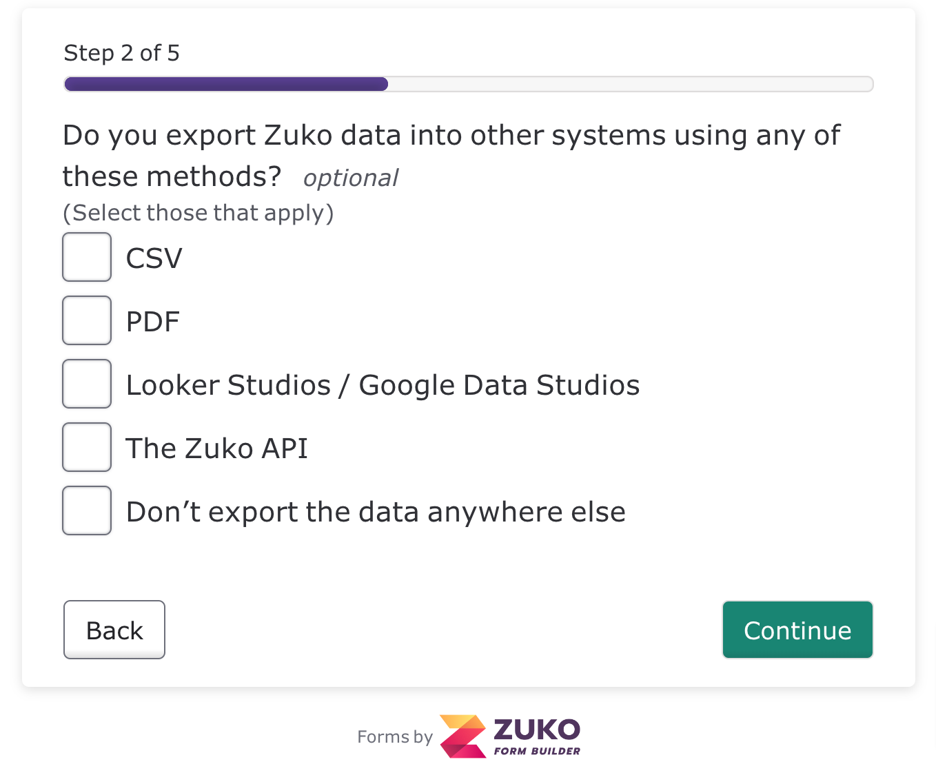 screenshot of Zuko Form Builder